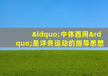 “中体西用”是洋务运动的指导思想