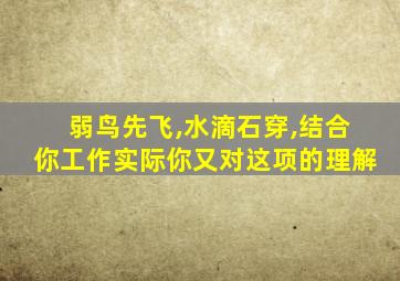 弱鸟先飞,水滴石穿,结合你工作实际你又对这项的理解